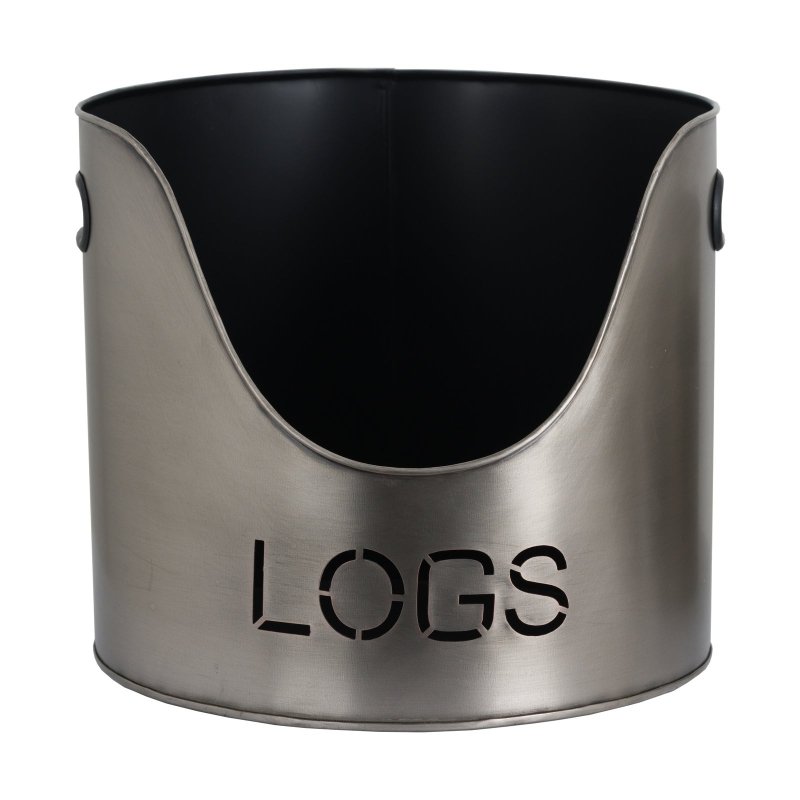 Pewter Finish Logs And Kindling Buckets & Matchstick Holder - Fireplace Accessories - British D'sire