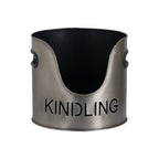 Pewter Finish Logs And Kindling Buckets & Matchstick Holder - Fireplace Accessories - British D'sire