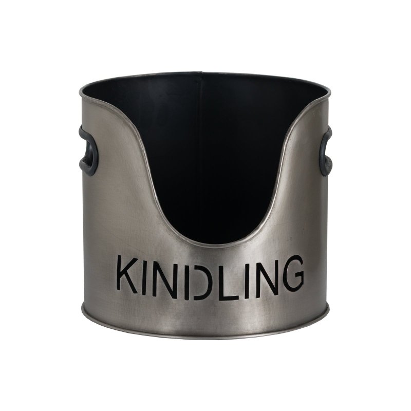 Pewter Finish Logs And Kindling Buckets & Matchstick Holder - Fireplace Accessories - British D'sire