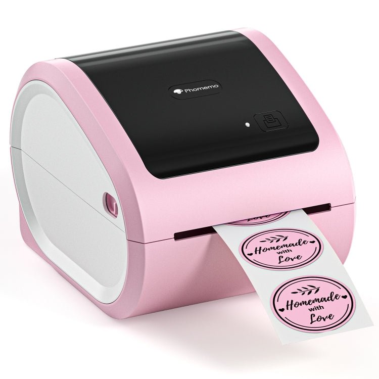 Phomemo D520 - BT Bluetooth Thermal Shipping Label Printer Wireless Desktop Printer For Barcode Address Labels, Size: US(Pink White) - British D'sire Main image