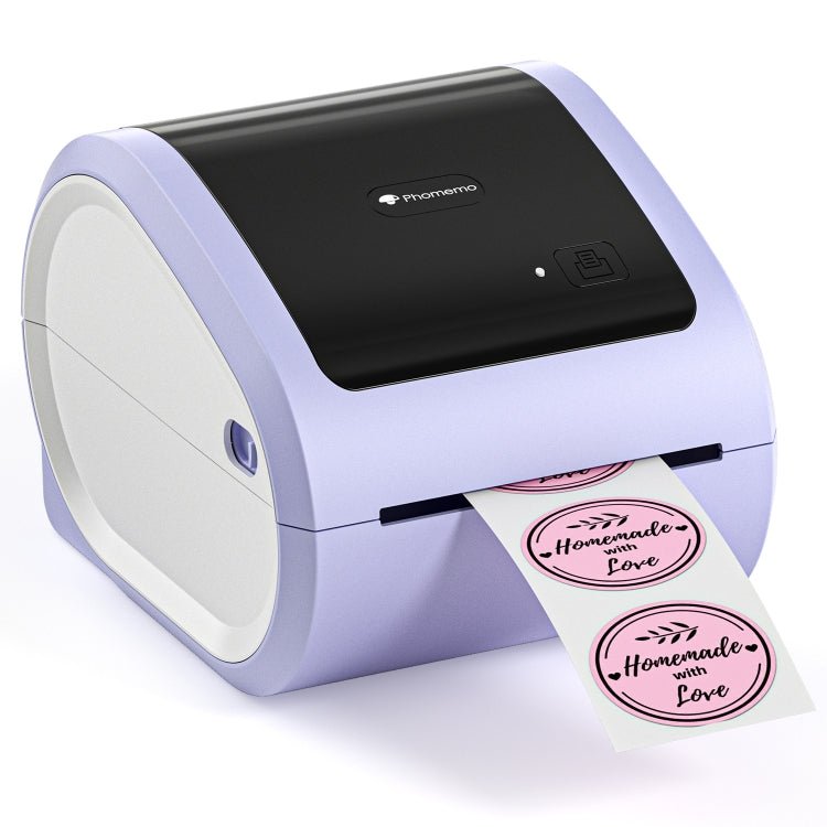 Phomemo D520 - BT Bluetooth Thermal Shipping Label Printer Wireless Desktop Printer For Barcode Address Labels, Size: US(Purple White) - British D'sire Main image