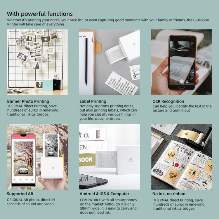 Phomemo M02 - WH Pocket Small Bluetooth Portable Photo Thermal Label Wrong Question Printer - British D'sire