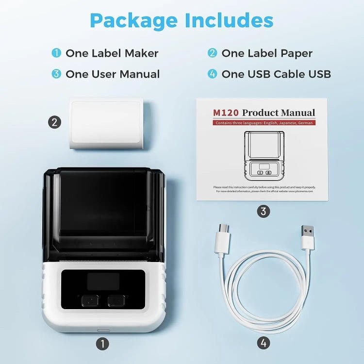 Phomemo M120 Label Maker Barcode Printer Bluetooth Thermal Label Machine(Black) - British D'sire