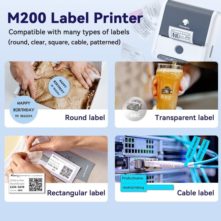Phomemo M200 QR Code Tag Handheld Portable Bluetooth Thermal Label Printer(White) - British D'sire
