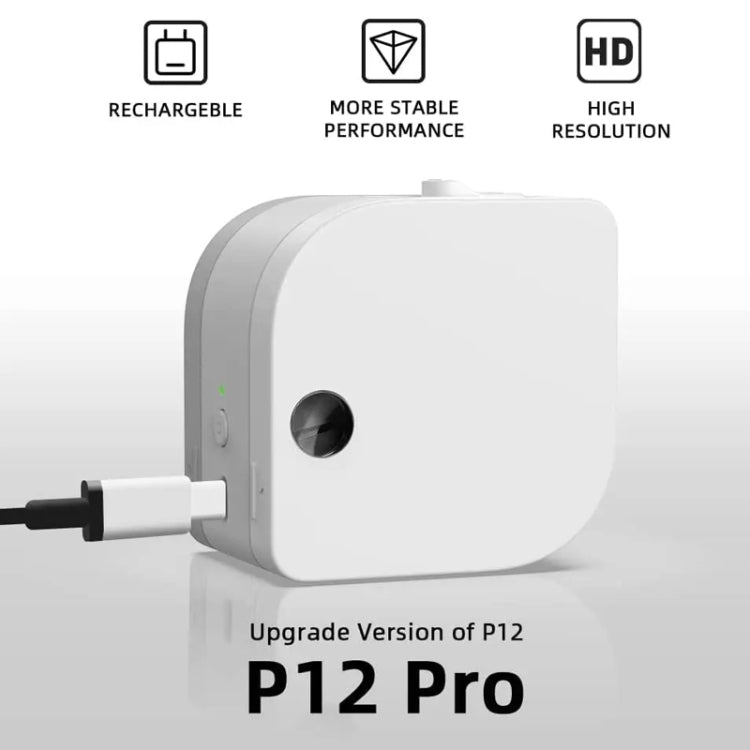 Phomemo P12Pro Li - Ion Battery Compact Bluetooth Convenient Self - Adhesive Thermal Label Printer(White) - British D'sire