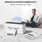 Phomemo PM241 - BT Bluetooth Address Label Printer Thermal Shipping Package Label Maker, Size: US(White Blue) - British D'sire