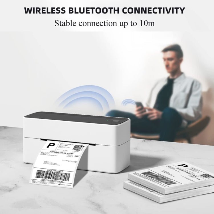 Phomemo PM241 - BT Bluetooth Address Label Printer Thermal Shipping Package Label Maker, Size: US(White Blue) - British D'sire