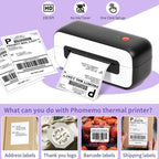 Phomemo PM246S Address Label Printer Thermal Paper Express E - Manifest Printer, Size: EU(White) - British D'sire