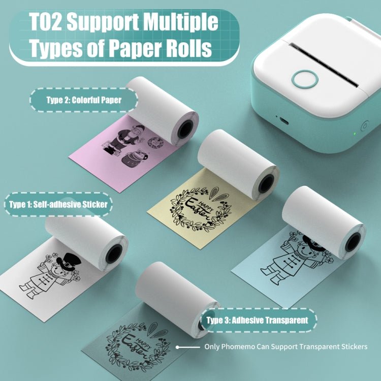 Phomemo T02 Standard Error Mini Pocket Small Portable Bluetooth Phone Photo Label Thermal Printer(Blue) - British D'sire