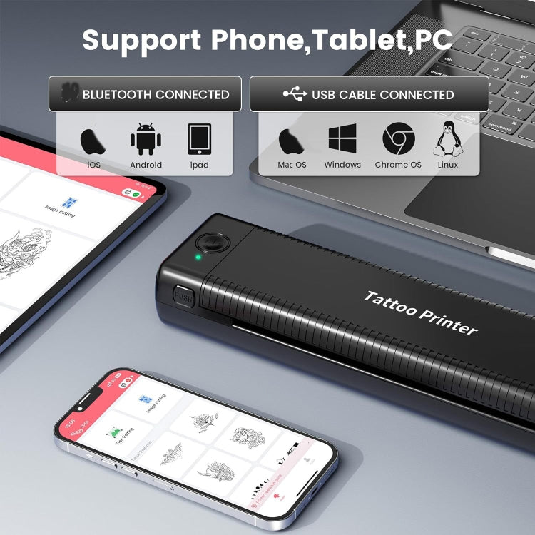 Phomemo TP81 A4 Wireless Thermal Printer Tattoo Template Printer(Black) - British D'sire