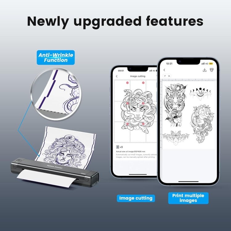 Phomemo TP81 A4 Wireless Thermal Printer Tattoo Template Printer(Black) - British D'sire