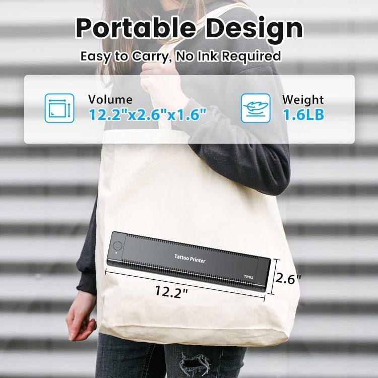 Phomemo TP81 A4 Wireless Thermal Printer Tattoo Template Printer(Black) - British D'sire