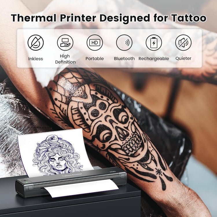 Phomemo TP81 A4 Wireless Thermal Printer Tattoo Template Printer(Black) - British D'sire