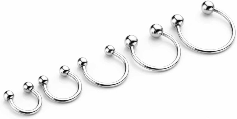 PiercingJ 10pcs 16G Stainless Steel Horseshoe Hoop Circular Barbells Earrings Cartilage Helix Septum Nose Lip Rings 6mm - 14mm - Women's Earrings - British D'sire