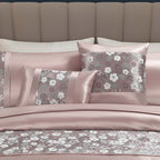 Embroidery Duvet Cover Set Luxury Bedding with Matching Pillowcases - Runner - Teal