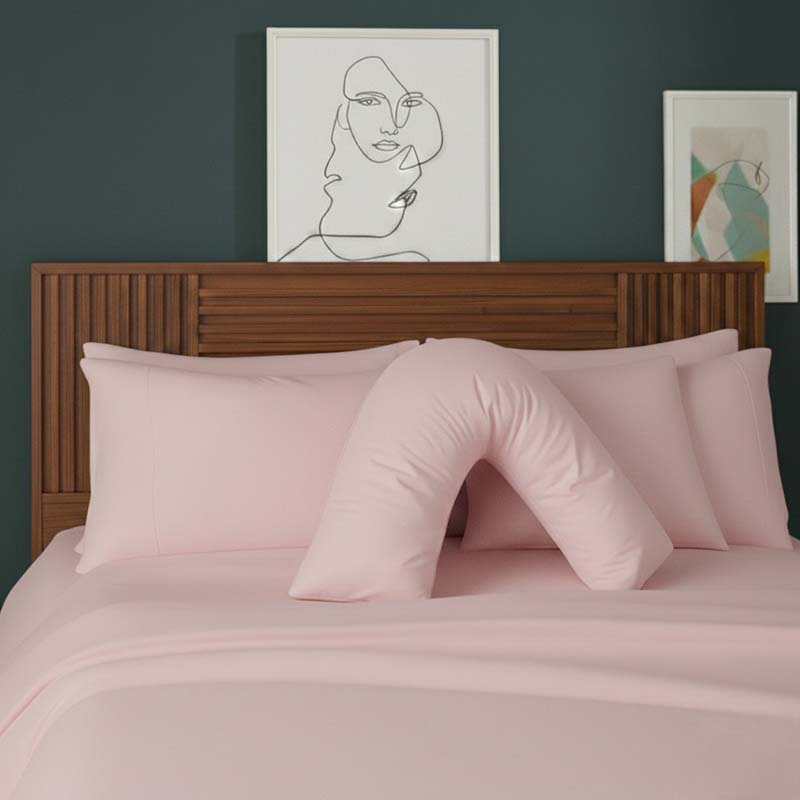 V Shape Pillowcase for Support Maternity Pillows Polycotton Easy Care - Mustard