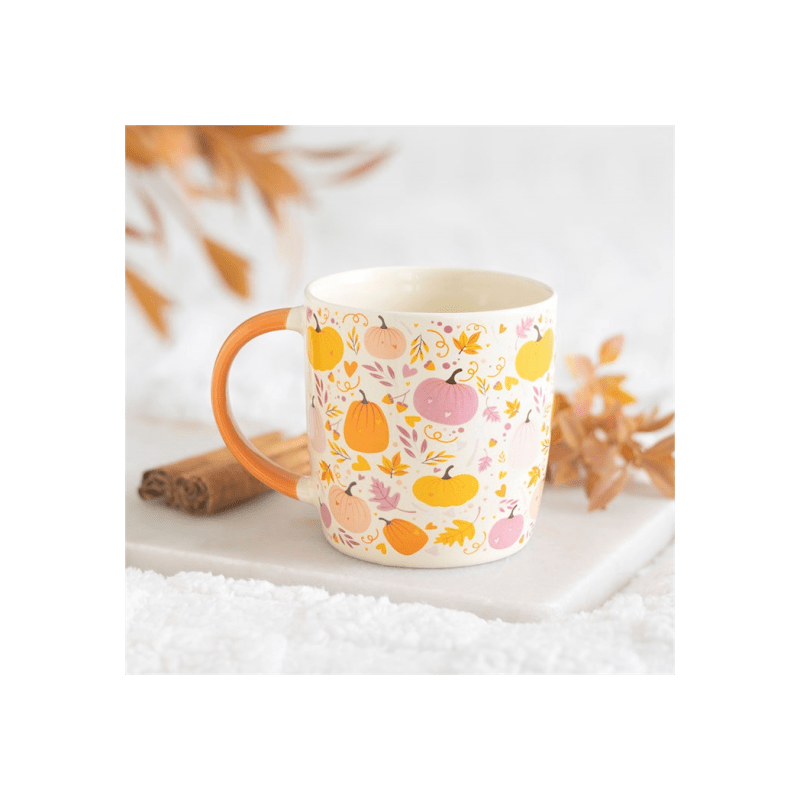 Pink and Orange Pumpkin Print Mug - Coffe Mug - British D'sire