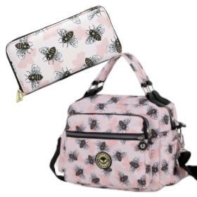 Pink Bees Bundle Purse & Satchel - British D'sire