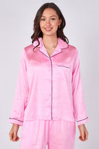 Pink Satin Pj Set - Loungewear - British D'sire