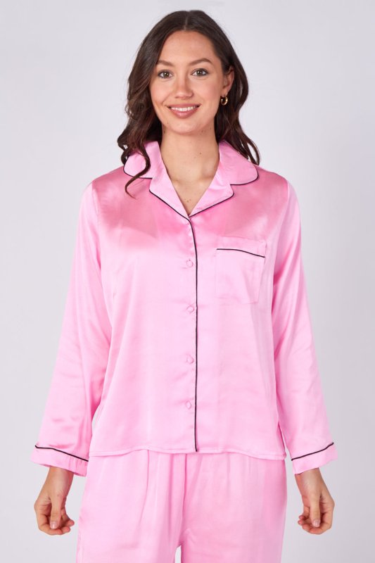 Pink Satin Pj Set - Loungewear - British D'sire