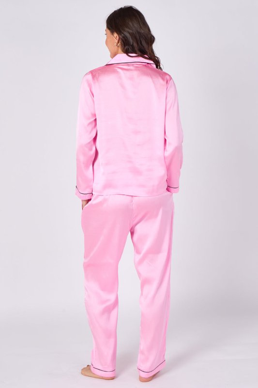 Pink Satin Pj Set - Loungewear - British D'sire