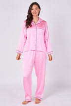 Pink Satin Pj Set - Loungewear - British D'sire