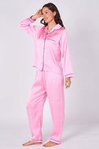 Pink Satin Pj Set - Loungewear - British D'sire