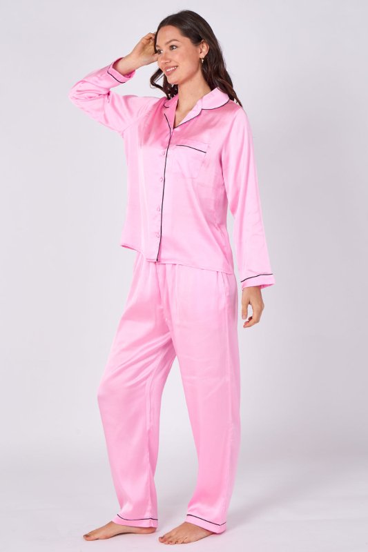 Pink Satin Pj Set - Loungewear - British D'sire