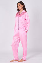 Pink Satin Pj Set - Loungewear - British D'sire