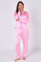 Pink Satin Pj Set - Loungewear - British D'sire