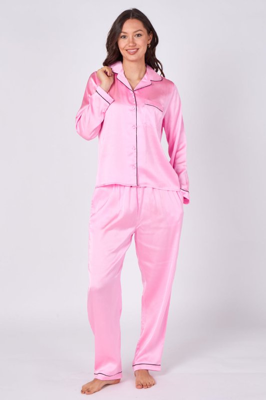 Pink Satin Pj Set - Loungewear - British D'sire