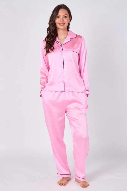 Pink Satin Pj Set - Loungewear - British D'sire