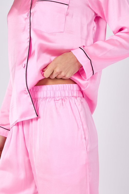 Pink Satin Pj Set - Loungewear - British D'sire
