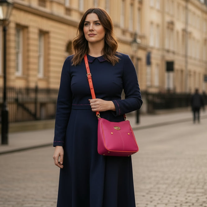 Bella - Fuchsia tumbled leather mini bag