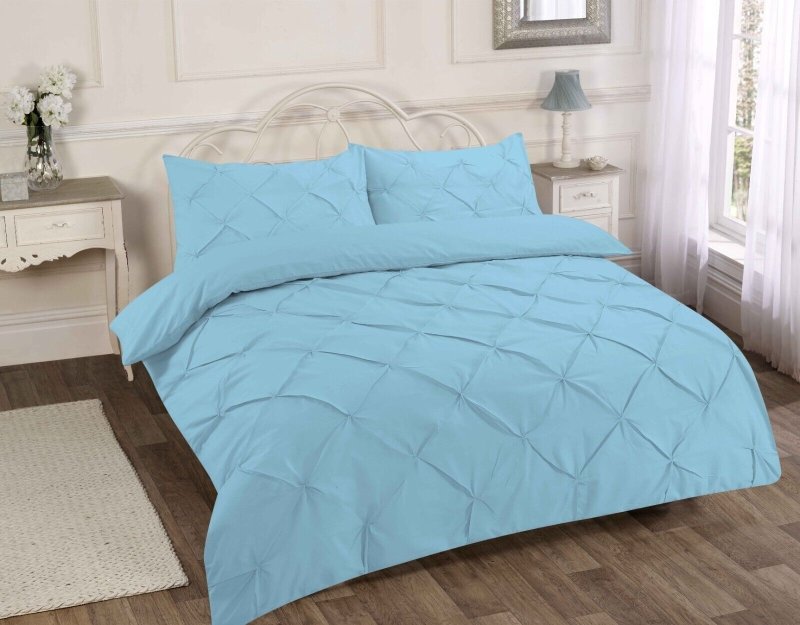 PINTUCK DUVET SET POLY COTTON QUILT COVER SINGLE DOUBLE SUPER KING SIZE BEDDING - Home, Furniture & DIY:Bedding:Bedding Sets & Duvet Covers - British D'sire