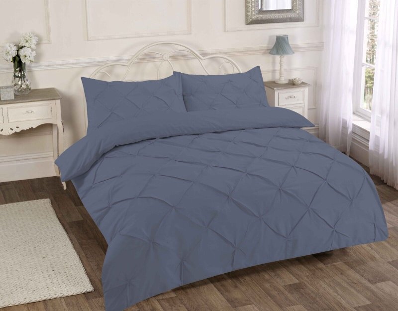 PINTUCK DUVET SET POLY COTTON QUILT COVER SINGLE DOUBLE SUPER KING SIZE BEDDING - Home, Furniture & DIY:Bedding:Bedding Sets & Duvet Covers - British D'sire