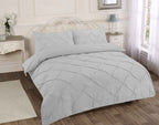 PINTUCK DUVET SET POLY COTTON QUILT COVER SINGLE DOUBLE SUPER KING SIZE BEDDING - Home, Furniture & DIY:Bedding:Bedding Sets & Duvet Covers - British D'sire