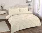 PINTUCK DUVET SET POLY COTTON QUILT COVER SINGLE DOUBLE SUPER KING SIZE BEDDING - Home, Furniture & DIY:Bedding:Bedding Sets & Duvet Covers - British D'sire