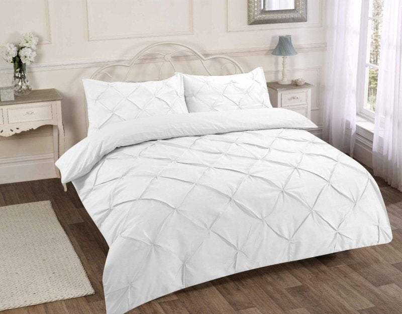 PINTUCK DUVET SET POLY COTTON QUILT COVER SINGLE DOUBLE SUPER KING SIZE BEDDING - Home, Furniture & DIY:Bedding:Bedding Sets & Duvet Covers - British D'sire