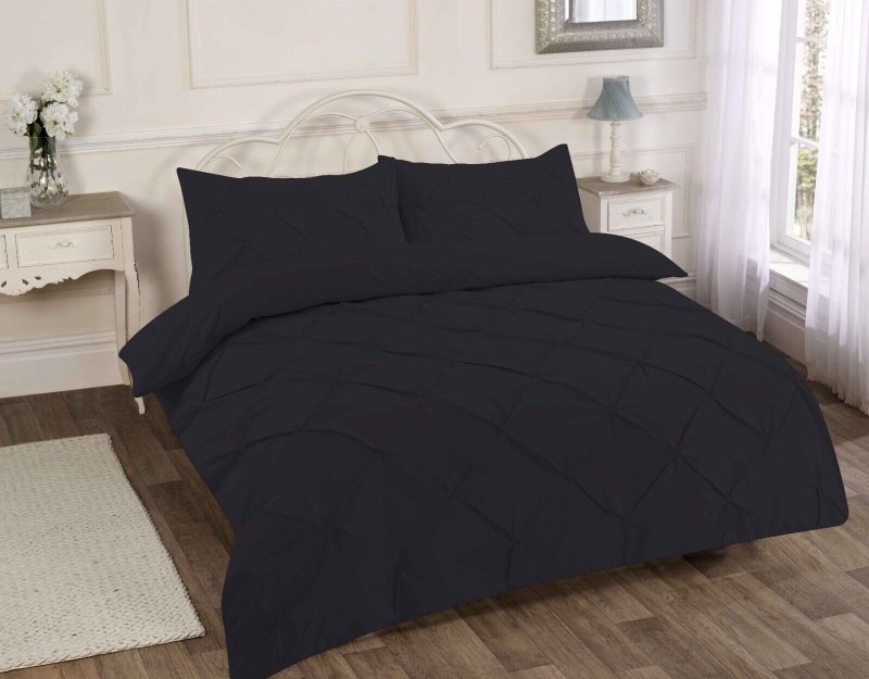 PINTUCK DUVET SET POLY COTTON QUILT COVER SINGLE DOUBLE SUPER KING SIZE BEDDING - Home, Furniture & DIY:Bedding:Bedding Sets & Duvet Covers - British D'sire
