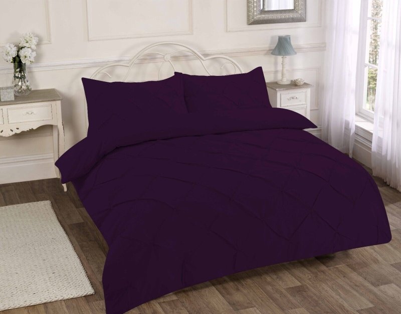 PINTUCK DUVET SET POLY COTTON QUILT COVER SINGLE DOUBLE SUPER KING SIZE BEDDING - Home, Furniture & DIY:Bedding:Bedding Sets & Duvet Covers - British D'sire