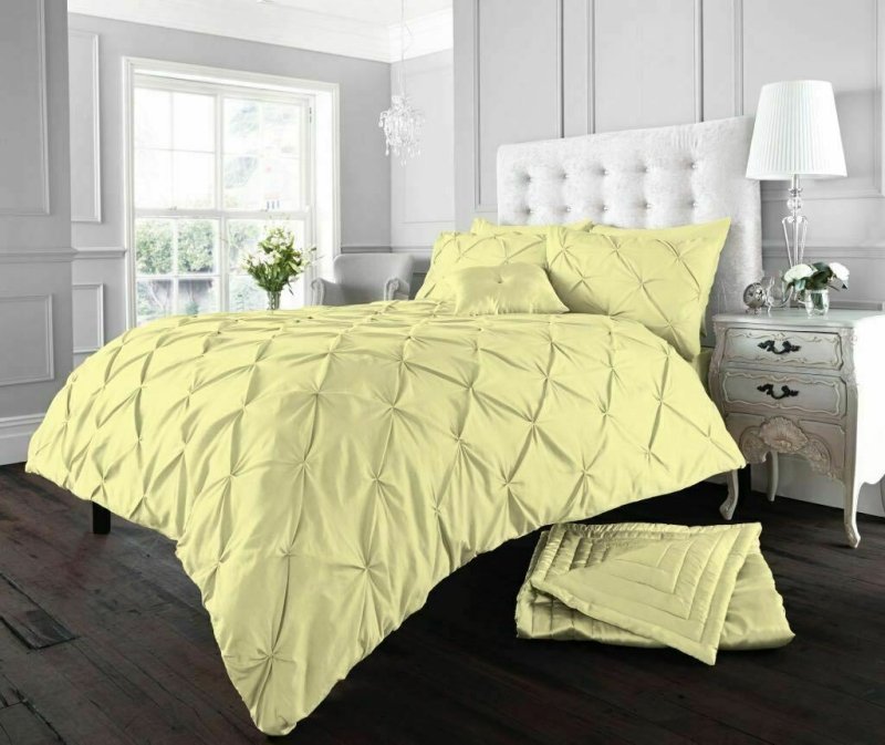 PINTUCK DUVET SET POLY COTTON QUILT COVER SINGLE DOUBLE SUPER KING SIZE BEDDING - Home, Furniture & DIY:Bedding:Bedding Sets & Duvet Covers - British D'sire