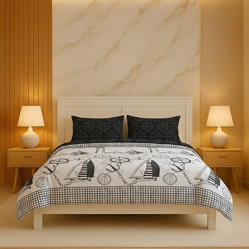 Pirate Duvet Cover Set Adventure Themed Bedding with Pillowcases - Single - Black - British D'sire