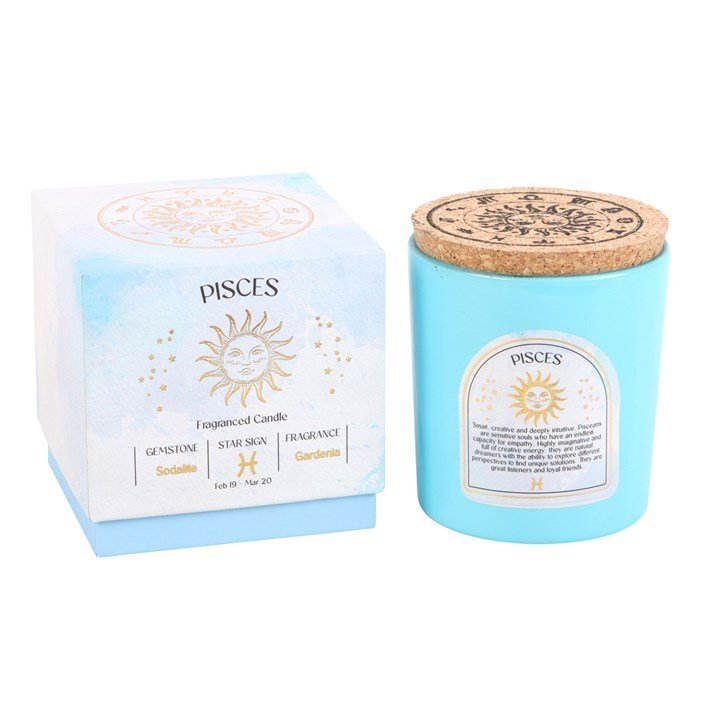 Pisces Gardenia Gemstone Zodiac Candle - British D'sire Main image