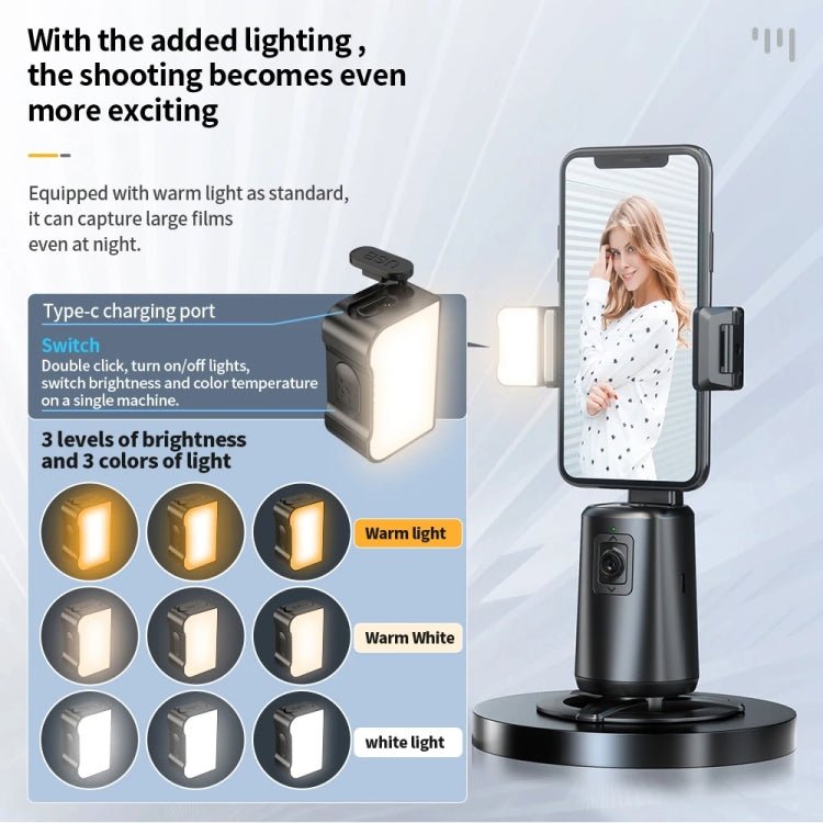 Pixel A200 Auto Tracking Gimbal Stabilizer 360 Degree Rotation Selfie Stick With Fill Light Set 2 - British D'sire