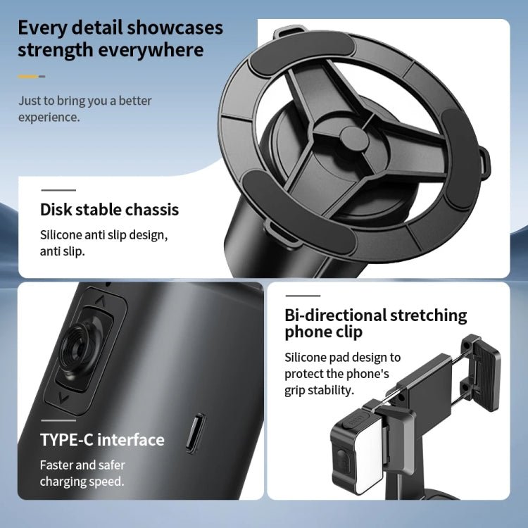 Pixel A200 Auto Tracking Gimbal Stabilizer 360 Degree Rotation Selfie Stick With Fill Light Set 3 - British D'sire