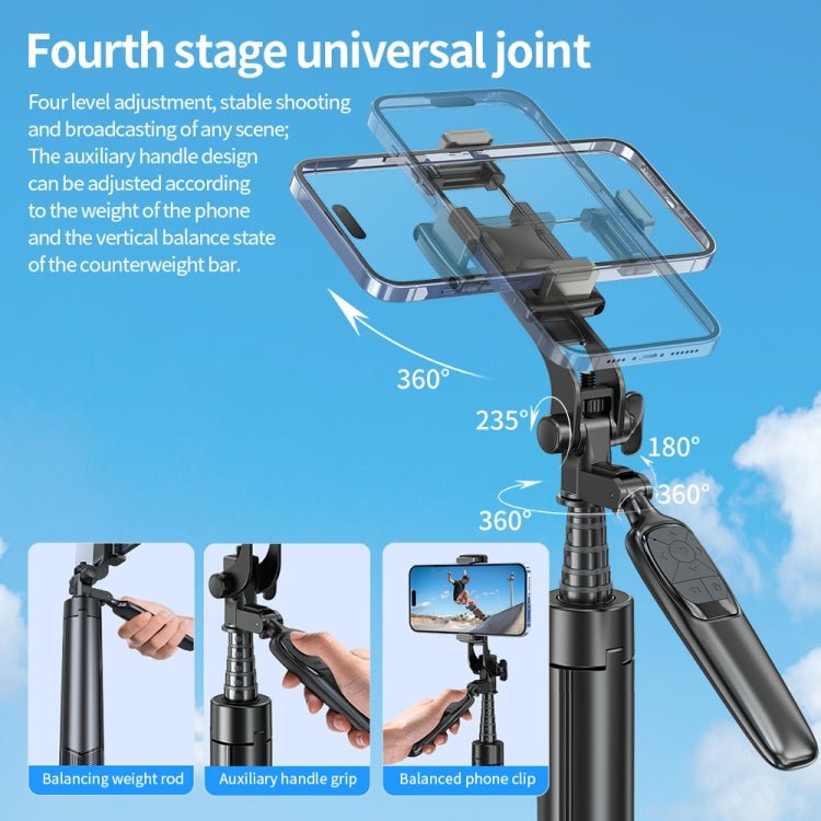 Pixel ST2 1.6m Anti Shake Selfie Stick Head Tripod Handheld Portable Folding Remote Control Outdoor Photo Stands(With Bluetooth Remote Control) - British D'sire