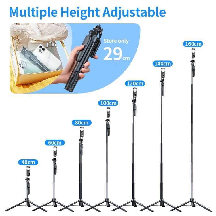 Pixel ST2 1.6m Anti Shake Selfie Stick Head Tripod Handheld Portable Folding Remote Control Outdoor Photo Stands(With Bluetooth Remote Control) - British D'sire