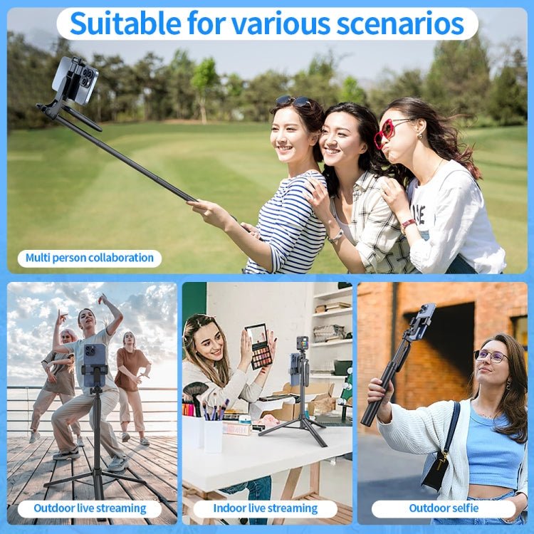 Pixel ST2 1.6m Anti Shake Selfie Stick Head Tripod Handheld Portable Folding Remote Control Outdoor Photo Stands(With Bluetooth Remote Control) - British D'sire