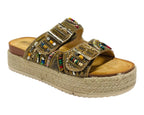 Platform Beaded Buckle Strap Flat Sandals - Sandals - British D'sire